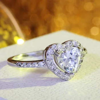 Nové módne 925 sterling-striebro-šperky, Šumivé, Láska Srdce Krúžky Ženy, svadobné zaoberá prstene, šperky, Darček, doprava zdarma