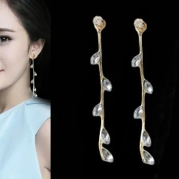 Nové Módne Brincos Elegantné Leaf Crystal Stud Náušnice pre Ženy Zlato Strieborná Farba Piercing Šperkov listy Náušnice Bijoux Dary