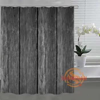 Nové Módne dreva Vlastný Sprchový Záves Tkaniny polyester Kúpeľňa Opony Prijateľné Vlastné opony pre kúpeľ izba