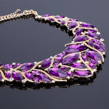 Nové Módne Fialové Kamienky Crystal Vyhlásenie Náhrdelník Svadobné Šperky Sady Dekorácie, Šperky Náhrdelníky Darčeky pre Ženy