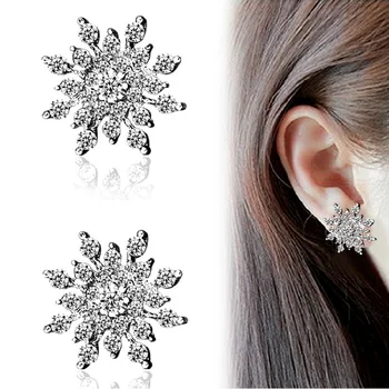 Nové Módne Hot Predaj Pendientes Šperky 2016 Drahokamu Crystal Snowflake Stud Náušnice Pre Ženy Accesorios Mujer Pendientes