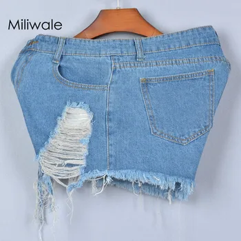 Nové módne jar leto štýl vintage holed denim ženy prať krátke lady roztomilý denim bavlna modré krátke džínsy J1903