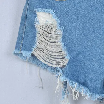 Nové módne jar leto štýl vintage holed denim ženy prať krátke lady roztomilý denim bavlna modré krátke džínsy J1903