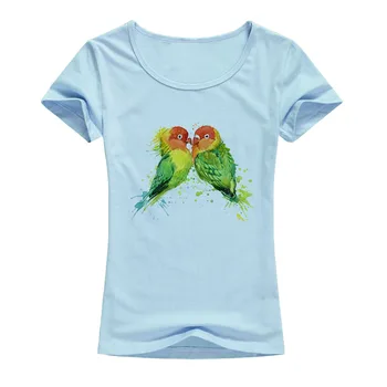 Nové Módne Letné Elastická Bavlna Roztomilý Papagáj Vták Vytlačené T Shirt Ženy Okolo Krku Vysokej Kvality Kawaii Topy Tees A33