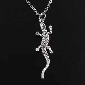 Nové módne lizard gecko Prívesky kolo kríž reťazca krátke dlhé Pánske Dámske strieborný náhrdelník Šperky Darček