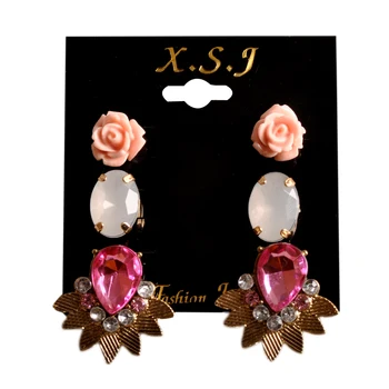 Nové módne nádherné dámske šperky Dievča Narodeniny, Party, kvetina typ uchu na nechty biele ružové mix 3 páry /set milovníkov' Náušnice