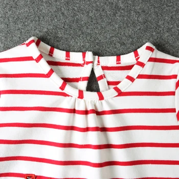 Nové Módne Oblečenie Červené Pruhované Dlhé Rukávy O-Krku Baby Dievčatá Šaty Jeleň Šaty Princezná Šaty Pre Dievčatá Šaty Nové Značky