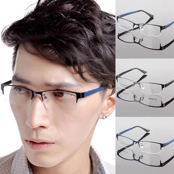 Nové Módne Odolné Mužov Okuliare Kovový Rám Pol Rim Dizajnér Jasný Objektív Okuliare Rám Oculos De Sol