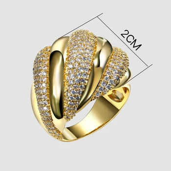 Nové Módne Prsteň! Biela a Zlatá farba šperky, Dlažobné kamene krištáľ Luxusné veľkoobchod veľa najlepšími priateľmi veľké prstene pre ženy