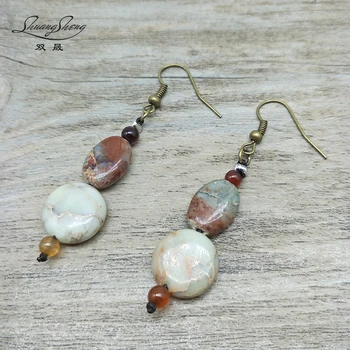 Nové módne retro perlové náušnice v tvare prírodného kameňa korálky, ručne vyrábané šperky, náušnice pre ženy