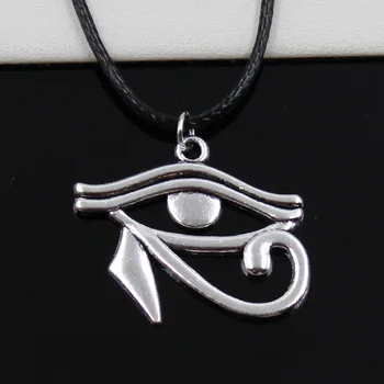 Nové Módne Tibetské Striebro Prívesok v starovekom egypte eye of Horus Náhrdelník Choker Čierne Kožené Kábel výrobnú Cenu Ručne vyrábané šperky