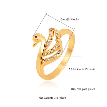 Nové Módne Trendy Krúžok Roztomilé Kačica Mandarin Zlatá Farba AAA+ Cubic Zirconia snubný Prsteň Pre Ženy S DARČEKA R321