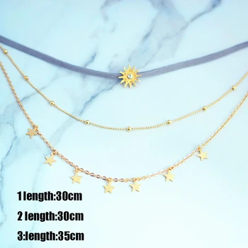 Nové módne trendy šperkov sun star strapec choker multi layer náhrdelník darček pre ženy, dievča N2135