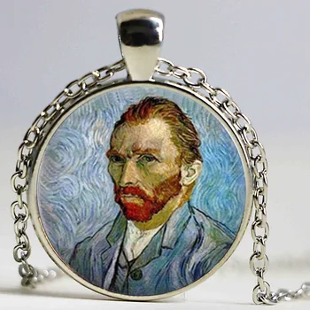 Nové Módne Vincent Van Gogh Maľovanie Náhrdelník Maľovanie Šperky, Umelecké Sklo Cabochon Náhrdelník