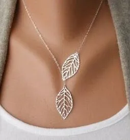 Nové módne šperky jednoduché osobnosti divoký temperament 2 leaf náhrdelník ženské šperky náhrdelník