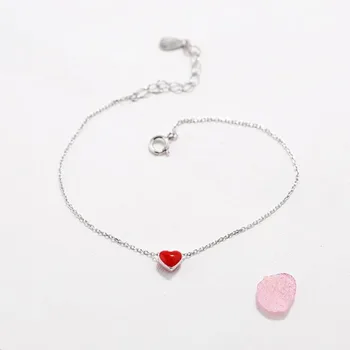 Nové Módne Šperky Krásne 925 Sterling Silver Náramky Láska Červené Srdce Jednoduché Osobnosti Sladké Náramky SB65
