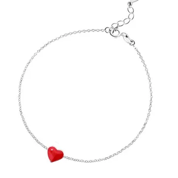 Nové Módne Šperky Krásne 925 Sterling Silver Náramky Láska Červené Srdce Jednoduché Osobnosti Sladké Náramky SB65