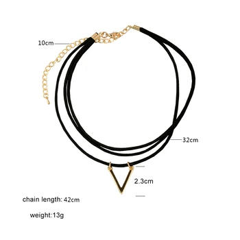 Nové Módne Šperky Velvet Choker Náhrdelník Priliehavé Čierne Kožené Krátke Náhrdelník Zlatej Zliatiny V Prívesok Oblečenie Príslušenstvo