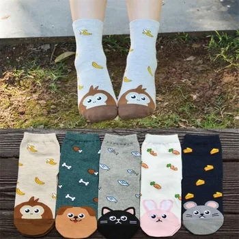 Nové módne ženy roztomilý kreslený ponožky 5pairs/veľa jeseň-zima tepelnej ponožky dámy a žien bavlna zvierat ponožka dievča