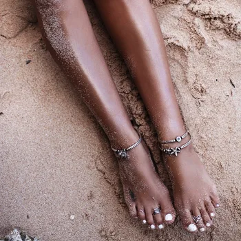 Nové národné retro vietor hviezdičkový rune om jogy prívesok anklet pláži nohy krúžok Ponožky Pre Ženy Nohy Šperky Nohy Reťazca