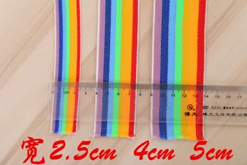 Nové Oblečenie Rainbow Farebné Latex Hodváb Dvojité Keper Elastické Gumičky Latex Niť Popruhu Pásky Zaujatosti Záväzné Pásky