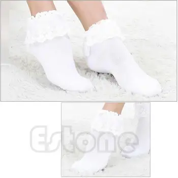 Nové Princezná Dievča Sladké Ženy Dámy Vintage Čipky Prehrabať Naberaný Členkové Ponožky