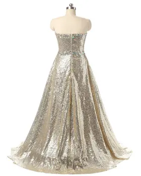 Nové Prišiel Elegantný A Sequin-Line Prom Šaty, Zlatko Slevelesss Dlhé Večerné Šaty longo vestido de fiesta (SL-E247)