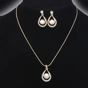 Nové prišla móda jewely nastaviť mnoho Drahokamu simulácia simulované pearl Prívesky & Šperky, Náhrdelníky 2 ks Sada Pre Ženy
