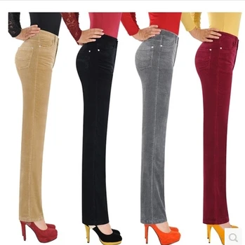 Nové Príležitostné menčestrové nohavice Nohavice pás ženský pás bavlna úsek rovné džínsy plus veľkosť
