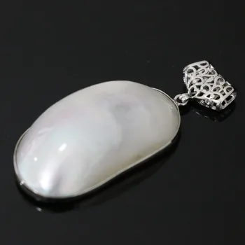 Nové prírodné biele matka shell 29x50mm cca oválne, veľké prívesok classcial zobrazili kľúčové tlačidlá, takže šperky B1114