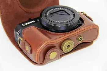 Nové Pu Kožené Fotoaparát Prípade Pre Canon Powershot G7X Známka 2 G7X II G7X2 G7XII Digitálny Fotoaparát PU Kožené brašna Kryt + popruh
