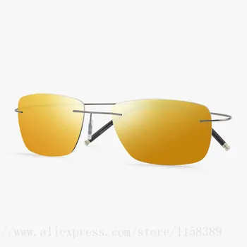Nové pánske slnečné okuliare mužov slnečné okuliare Polarizované šošovky ultra-light čistého titánu frameless okuliare vintage kovové hingless Dizajn