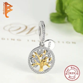 Nové Reálne 925 Sterling Silver Family Tree Visieť Kúzlo Korálky Fit Pôvodné BW Náramok Autentické Luxusné DIY Šperky pre ženy