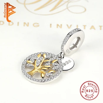 Nové Reálne 925 Sterling Silver Family Tree Visieť Kúzlo Korálky Fit Pôvodné BW Náramok Autentické Luxusné DIY Šperky pre ženy