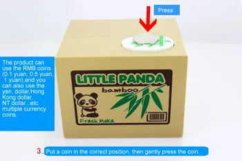 Nové Roztomilá Panda Automatické Ukradol Mince Prasiatko Veľkosť Úsporu Peňazí Box Pokladnice Darčeky Gag Novinka hračky pre deti FSWOB