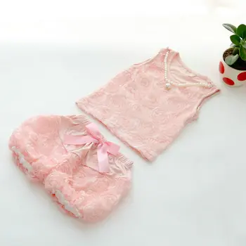 Nové Ružové Dieťa, Dojčenská Dievčatá Rose, Blúzky, Topy + Bowknot Krátke Nohavice, Šaty, Oblečenie