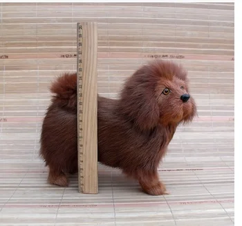 Nové simulácie Tibetskej mastiff pes sa modeli hračka polyetylénu & kožušín, hnedý pes bábika darček 18x8x16cm 1878