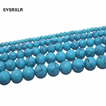 Nové Svetlo Modrá Syntéza Turquoises Kameň Kolo Voľné Korálky Pre Šperky, Takže DIY Náramok, Náhrdelník Materiál 4 6 8 10 12 MM