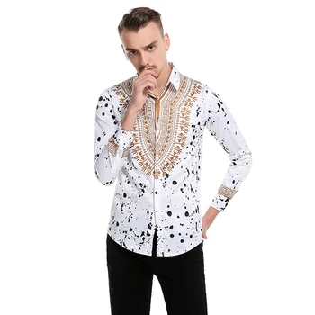Nové topy pánske bežné tričko 2018 jar 3D Národnej štýl tlače Kvetinový vzor muži móda Edition Tričko s dlhým rukávom EÚ veľkosť