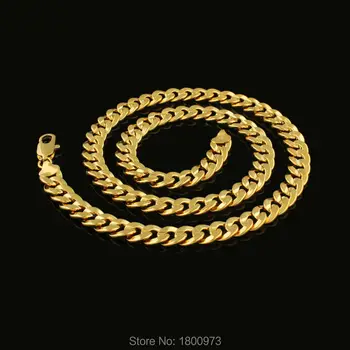 Nové Trendy Módne Šperky Dĺžka 60 cm Široký 1 cm Reťaz Náhrdelník pre Men18K Zlata Plné Reťazí Ženy