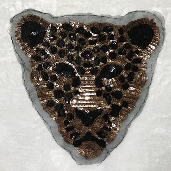 Nové veľké flitrami leopard hlavu patch DIY oblečenie opráv oblečenie Šiť-na vyšívané z. z tiger motívom, korálkami nášivka remeslá