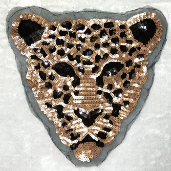 Nové veľké flitrami leopard hlavu patch DIY oblečenie opráv oblečenie Šiť-na vyšívané z. z tiger motívom, korálkami nášivka remeslá