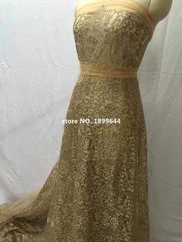 Nové Vyšívacie vzory polyester vysokej kvality afriky kameň zlato Tylu čipky nigérijský francúzskej čipky textílie na svadby 5Y/Veľa ML501