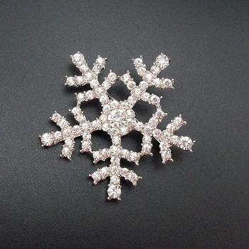 Nové Zimné Móda Lesklé Drahokamu Hot Snowflake Ligotať Striebro Brošňa Pin Na Vianočný Darček Star Šperky, Položka Č.: MRH326