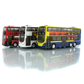 Nové zliatiny model autobusu kovové diecasts miniatúrne hračky vytiahnuť späť dve vrstvy blikajúce s hudbou vysokej simulácia turistický autobus