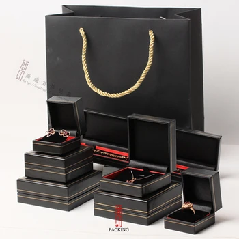 Nové Šperky Políčka V Čiernej a Modrej farbe prípade boxy Náhrdelník a Náramok zobraziť Okno
