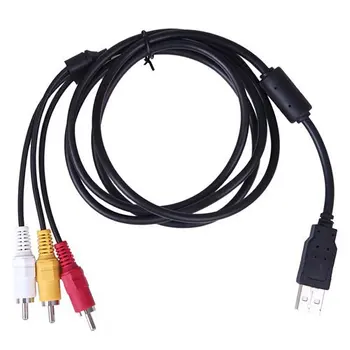 Nový 1,5 m 5 FT Male USB A-3 RCA AV/V TV Adaptér Kábel Kábel #DY128