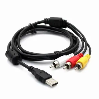 Nový 1,5 m 5 FT Male USB A-3 RCA AV/V TV Adaptér Kábel Kábel #DY128