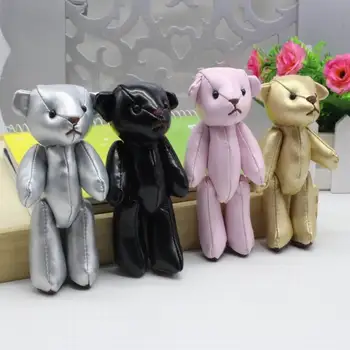 Nový 11 cm x 12pcs Krásne Spoločné PU Kožené Medveď Teddy Bear Urso De Pelucia Mäkké Plyšové Hračky, Bábiky Pre Kľúč/kvetinovou Vôňou 4color