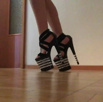Nový 20 cm vysoké vrcholy gladiator sandále 8 palcový vysoké podpätky Prúžok Crystal otvorené prst tanečné topánky ženy Tanečné Topánky